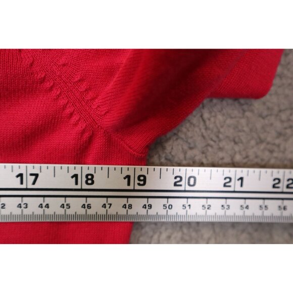 Liz Claiborne Woman's Red V-Neck Cardigan Sweater Size L Flawed - Picture 11 of 11